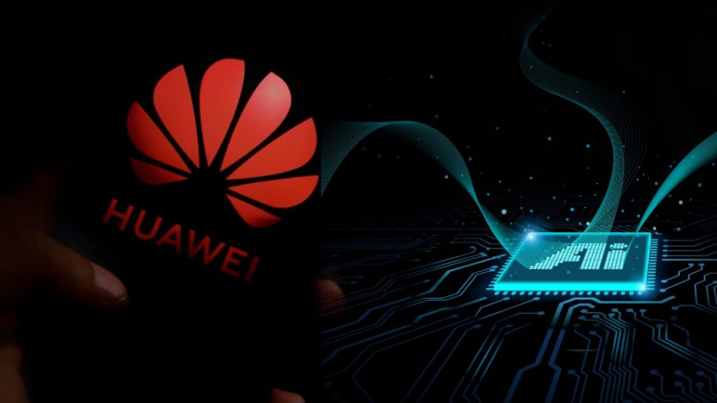 Логотип Huawei та чіп штучного інтелекту