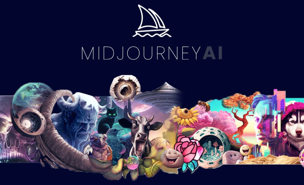 Логотип Midjourney та згенеровані зображення від ШІ моделі V7.