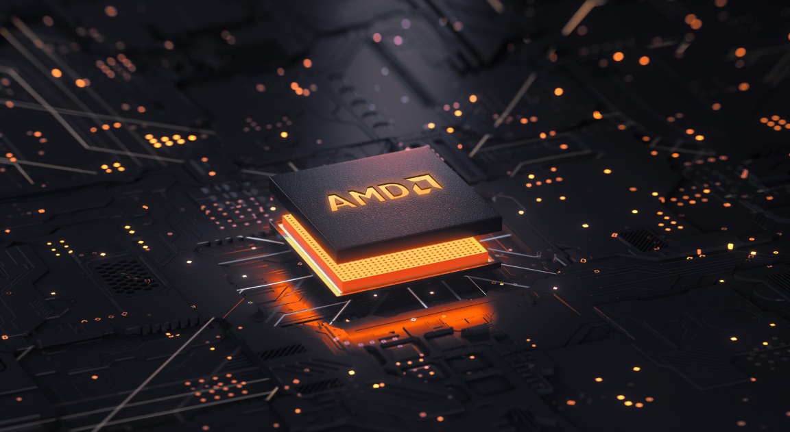 Чіп AMD на платі чорного кольору.