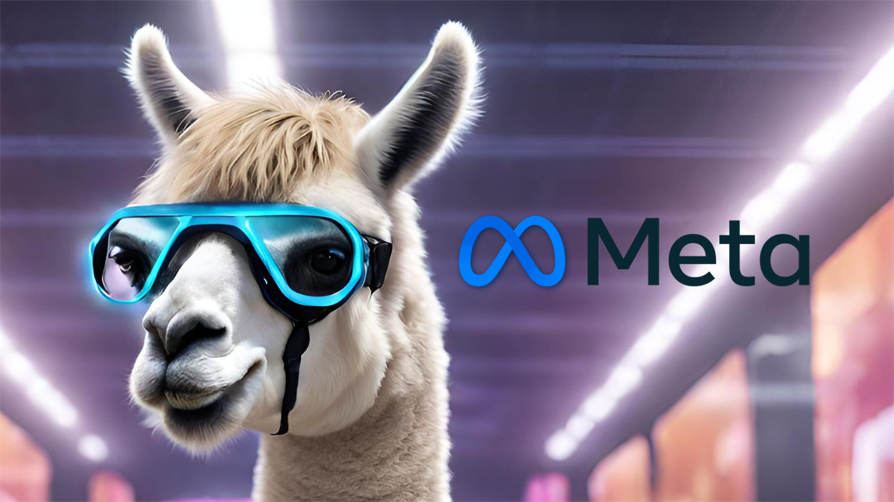 Логотип компанії Meta разом з мовною моделью Llama