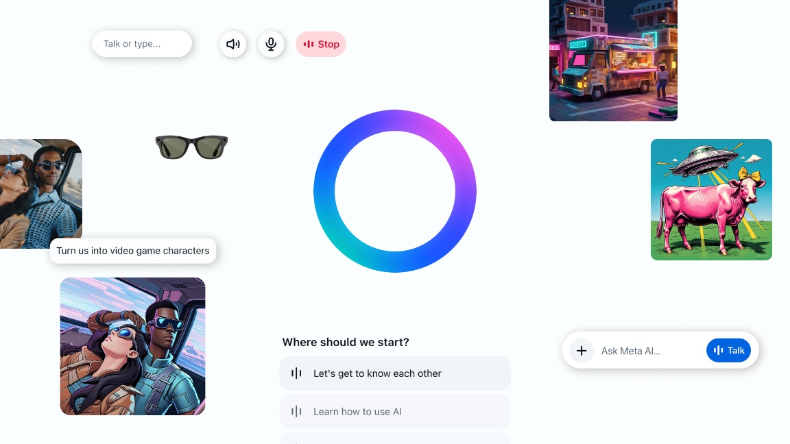 Головна сторінка додатку штучного інтелекту Meta AI